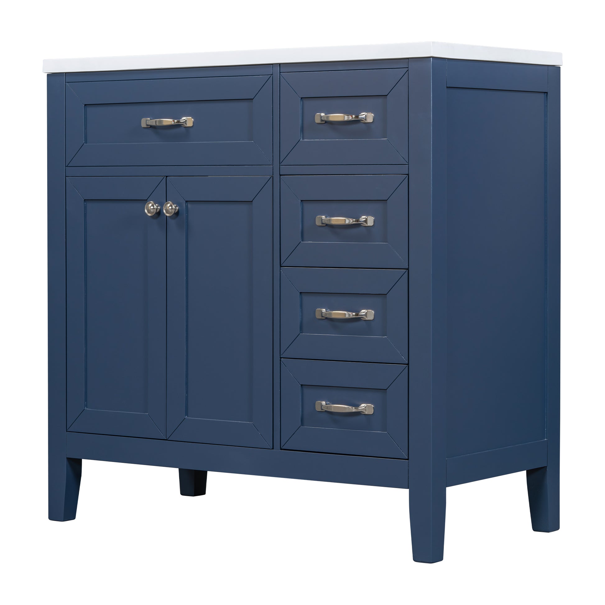 36" Bathroom Vanity With Sink Combo, Blue Bathroom Cabinet With Drawers, Solid Frame And Mdf Board Blue Solid Wood Mdf