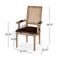 Dining Chair 2Pcs Set Brown Rubber Wood