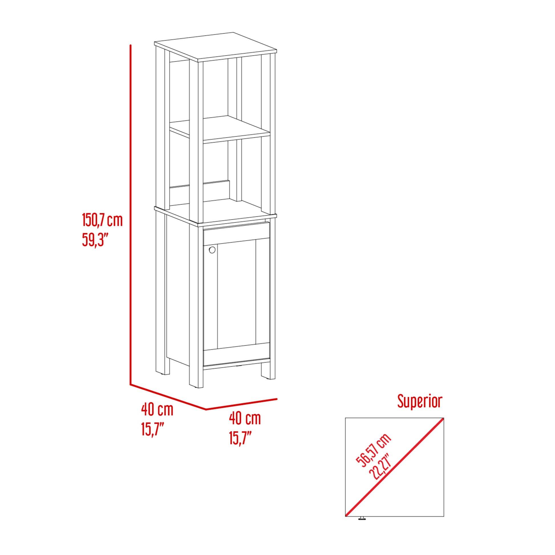 Arctic Linen Cabinet, With Four Shelves, Single Door Cabinet Multicolor 1 4 18 To 23 In 36 To 59 In Bathroom Freestanding Contemporary 10 15 Inches Melamine Engineered Wood