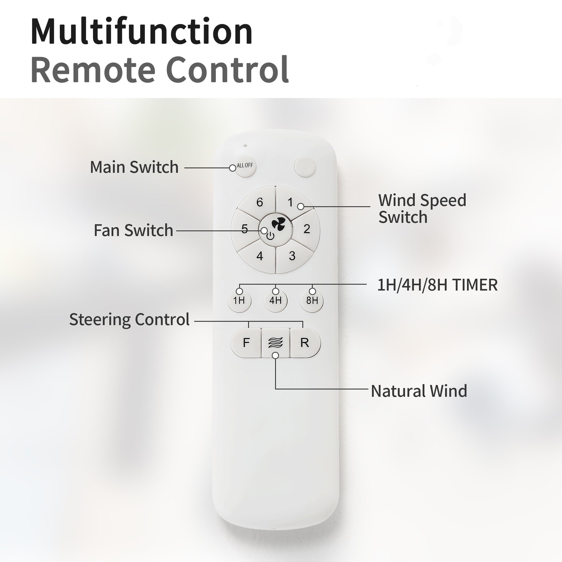 Modern 52 Inch Indoor Ceiling Fan No Light With 6 Speed Remote Control 3 Abs Blade Reversible Dc Motor For Home Black Abs