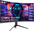 Ktc 32 Inch Curved Gaming Monitor, 2K 170Hz Monitor, 1440P 144Hz Monitor, 1500R Frameless, 1Ms, Hdr, Freesync Premium, Displayport Hdmi Usb, Vesa Wall Mount, Pc Monitor, H32S17 Black Metal