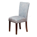 Wooden Parson Dining Chairs With Floral Patterned Fabric Upholstery, Blue And White, Set Of Two Blue Wood Fabric