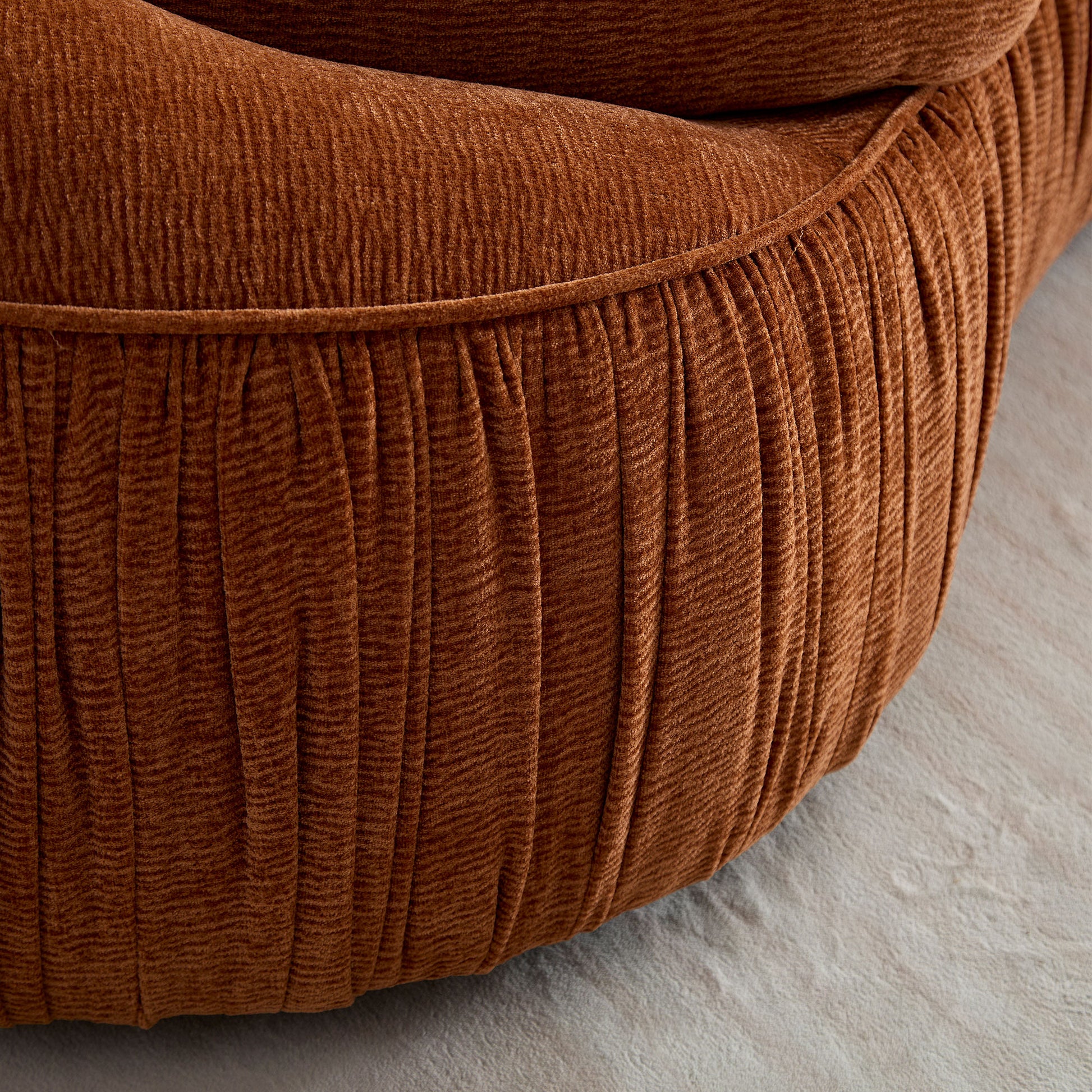 92.13 Inch Modern Design Curved Shaped Sofa Couch For Living Room,Upholstered Fabric 4 Seat Sofa No Need To Assembly Couch For Apartment,Orange Orange Polyester 4 Seat