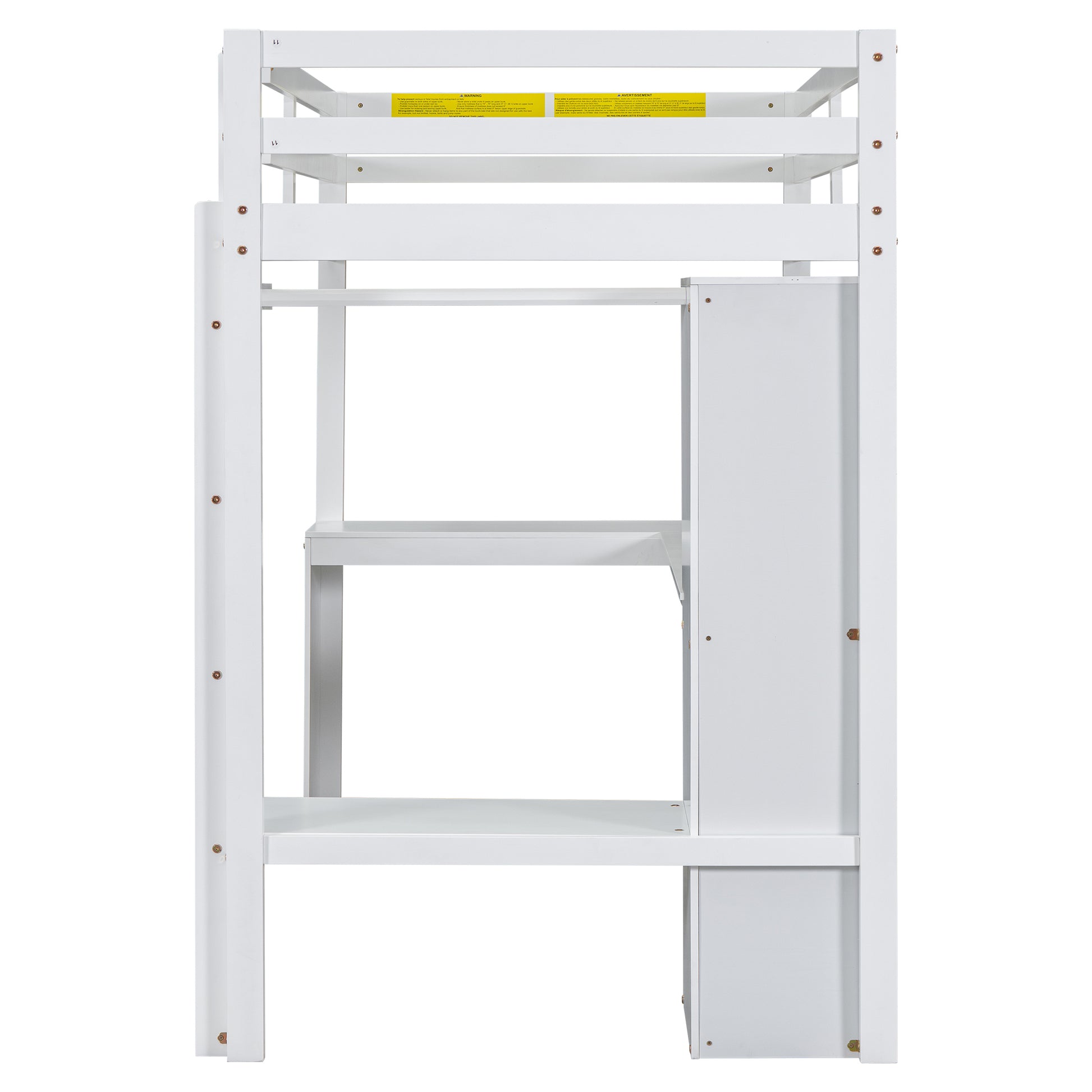 Twin Size Loft Bed With L Shaped Desk, Wardrobe And Storage Shelves, White Expected Arrival Time: 8.31 Box Spring Not Required Twin White Wood Bedroom Solid Wood Mdf