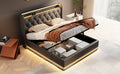 Full Size Upholstered Bed, 360 Surround Led Function, Buttons Apps Remote Control, Hydraulic Storage Bed With Usb Type C Charging, Black,Pu Without Mattress Full Black Pu