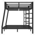 Metal Full Xl Over Queen Bunk Bed For Teens And Adults,Space Saving Noise Reduced No Box Spring Needed,Black Full Xl Black Metal