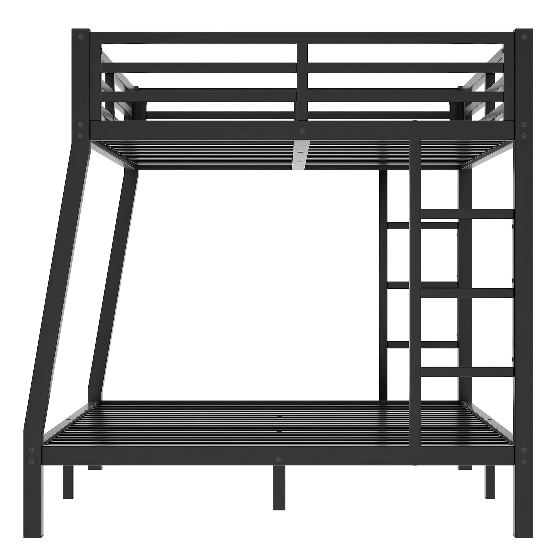 Metal Full Xl Over Queen Bunk Bed For Teens And Adults,Space Saving Noise Reduced No Box Spring Needed,Black Full Xl Black Metal