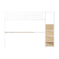 Twin Loft Bed With Desk And Storage Wardrobe, Heavy Duty Loft Bed With Stairs And Metal Grid, Twin Size Loft Bed, No Box Spring Needed, White Loft Bed Twin Size White Box Spring Not Required Twin