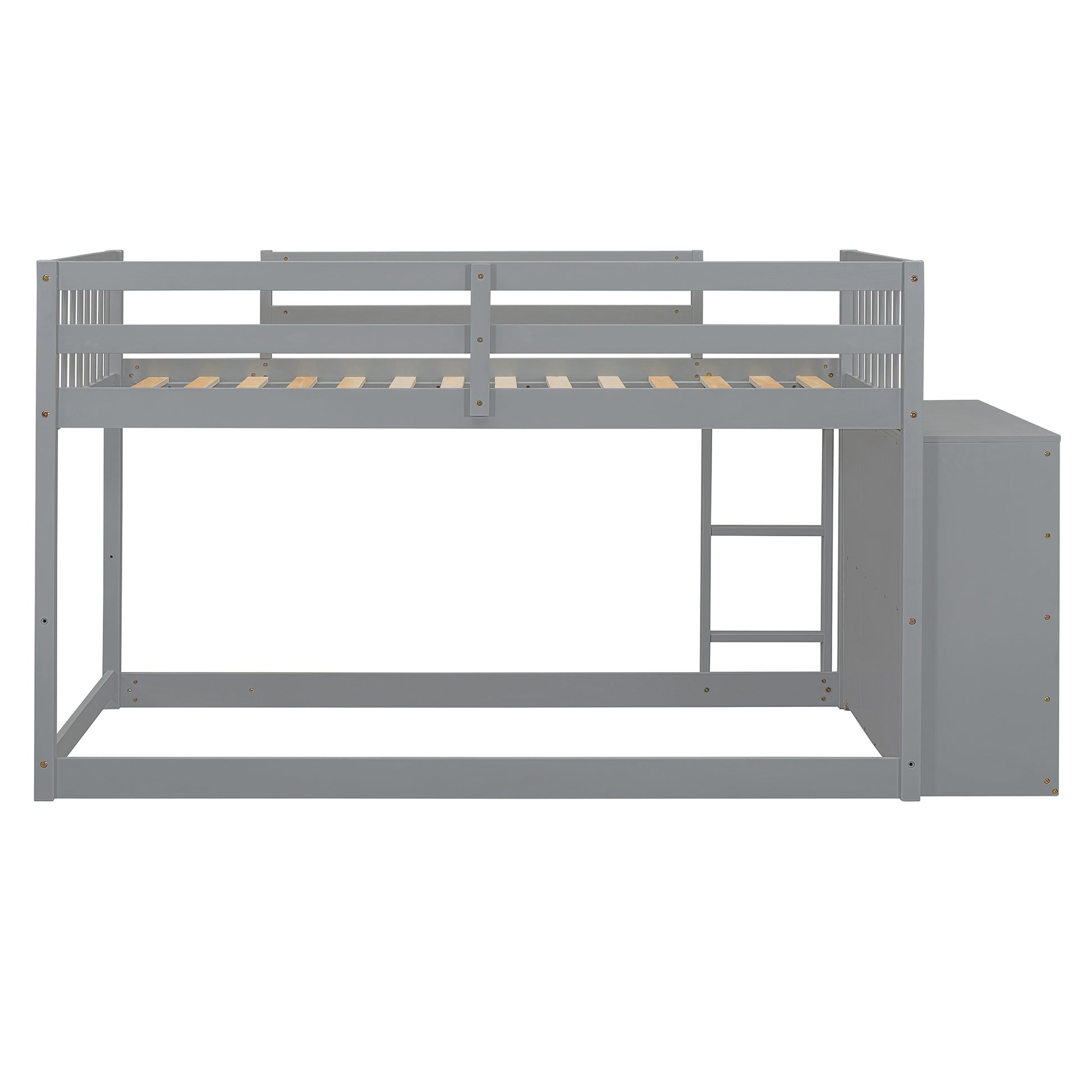 Twin Over Twin Bunk Bed With 4 Drawers And 3 Shelves Gray Twin Gray Solid Wood