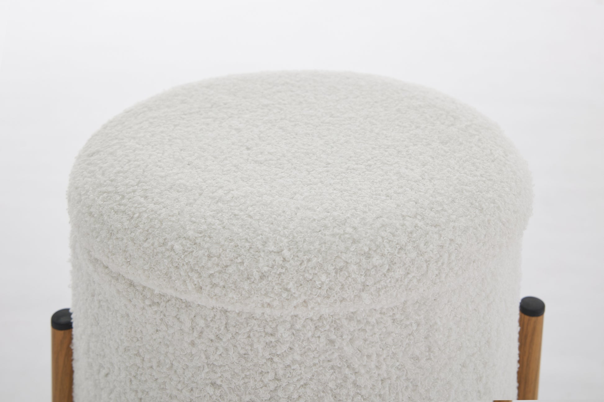 Modern Round Storage Ottoman, Ottoman Foot Stools With Metal Base, Ottoman Footstool With Removable Lid Storage Ottoman For Living Room, Bedroom, Makeup Room White White Upholstered