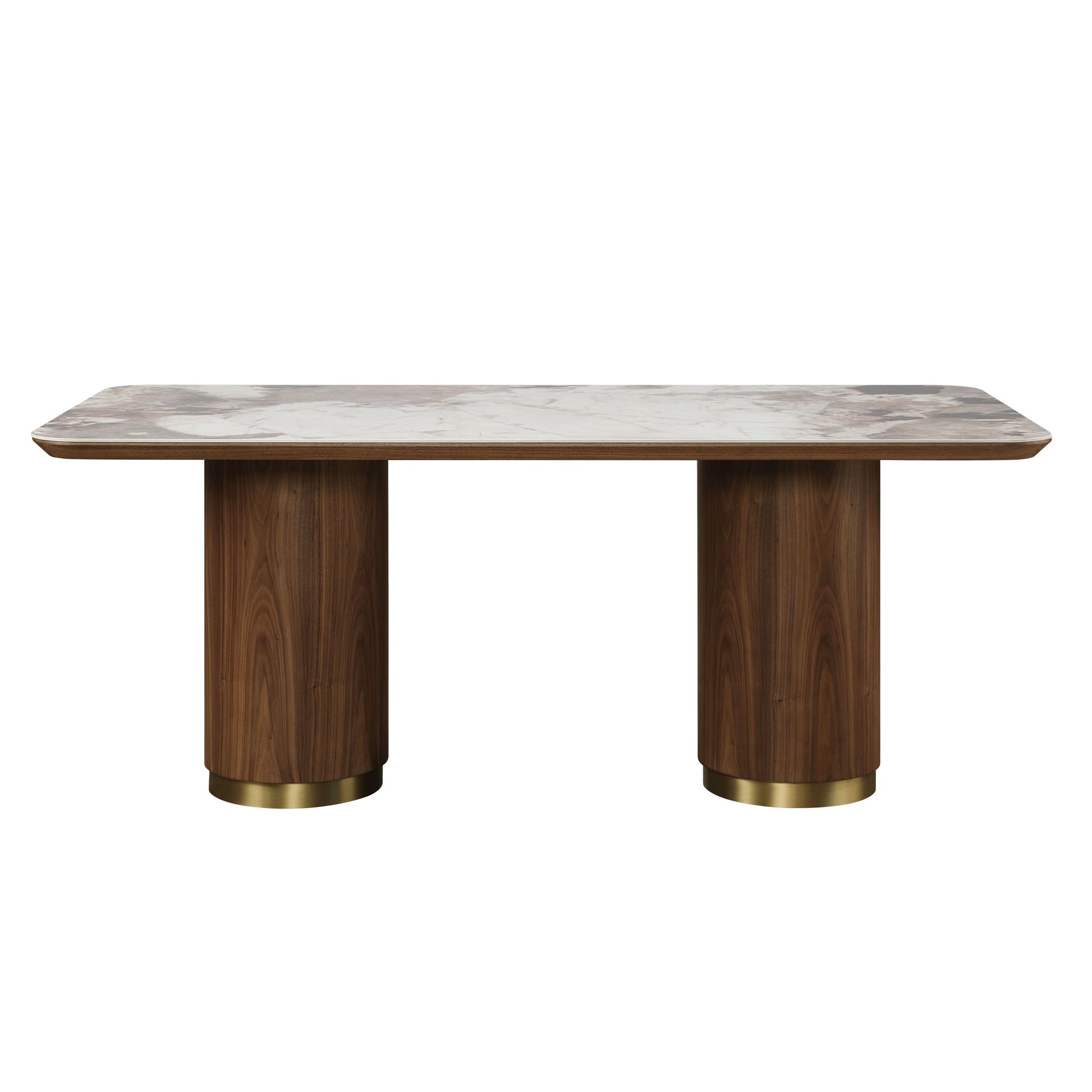 Willene Dining Table W Ceramic Top, Ceramic Top & Walnut Finish Dn03145 Walnut Mdf Steel