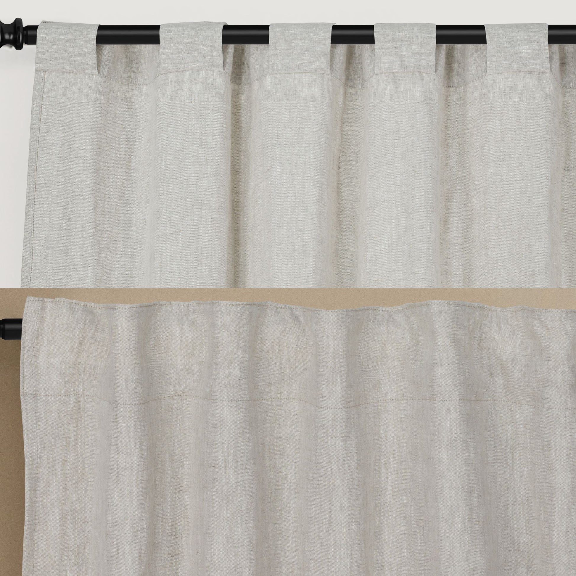 Newport Unlined Window Curtains For Bedroom, Linen Curtains For Living Room, 108 Inches Long Curtains For Living Room, Greige Greige Linen