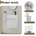 18'' Floating Wall Mounted Bathroom Vanity With White Resin Sink & Soft Close Cabinet Door White Straight Grain 1 Soft Close Doors Bathroom Wall Mounted Modern Plywood Plywood