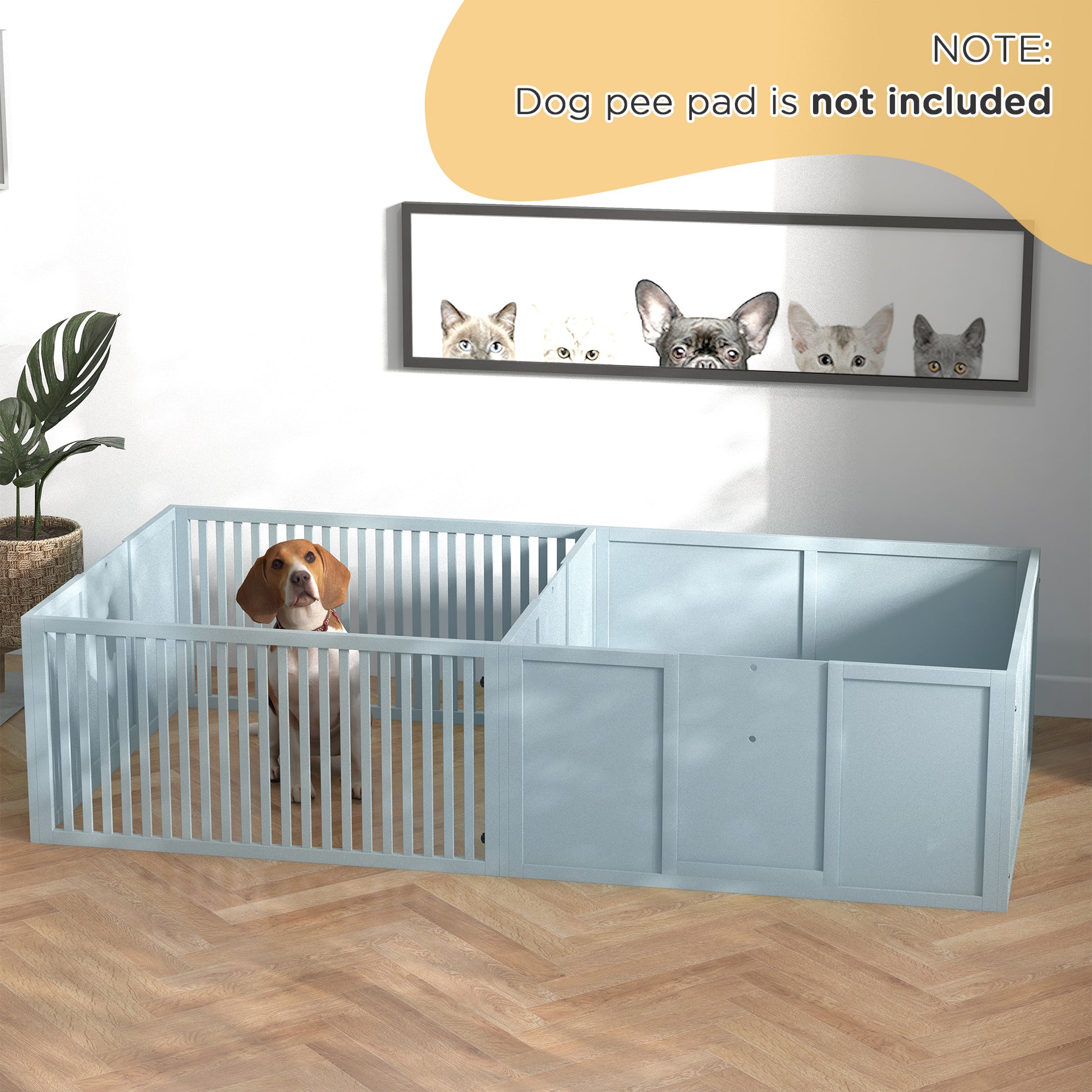 Pawhut Whelping Box For Dogs Built For Mother'S Comfort, Dog Whelping Pen With Removable Doors, Puppy Playpen For Indoors, Newborn Puppy Supplies & Essentials, 81" X 39" X 20", Gray Light Gray Wood