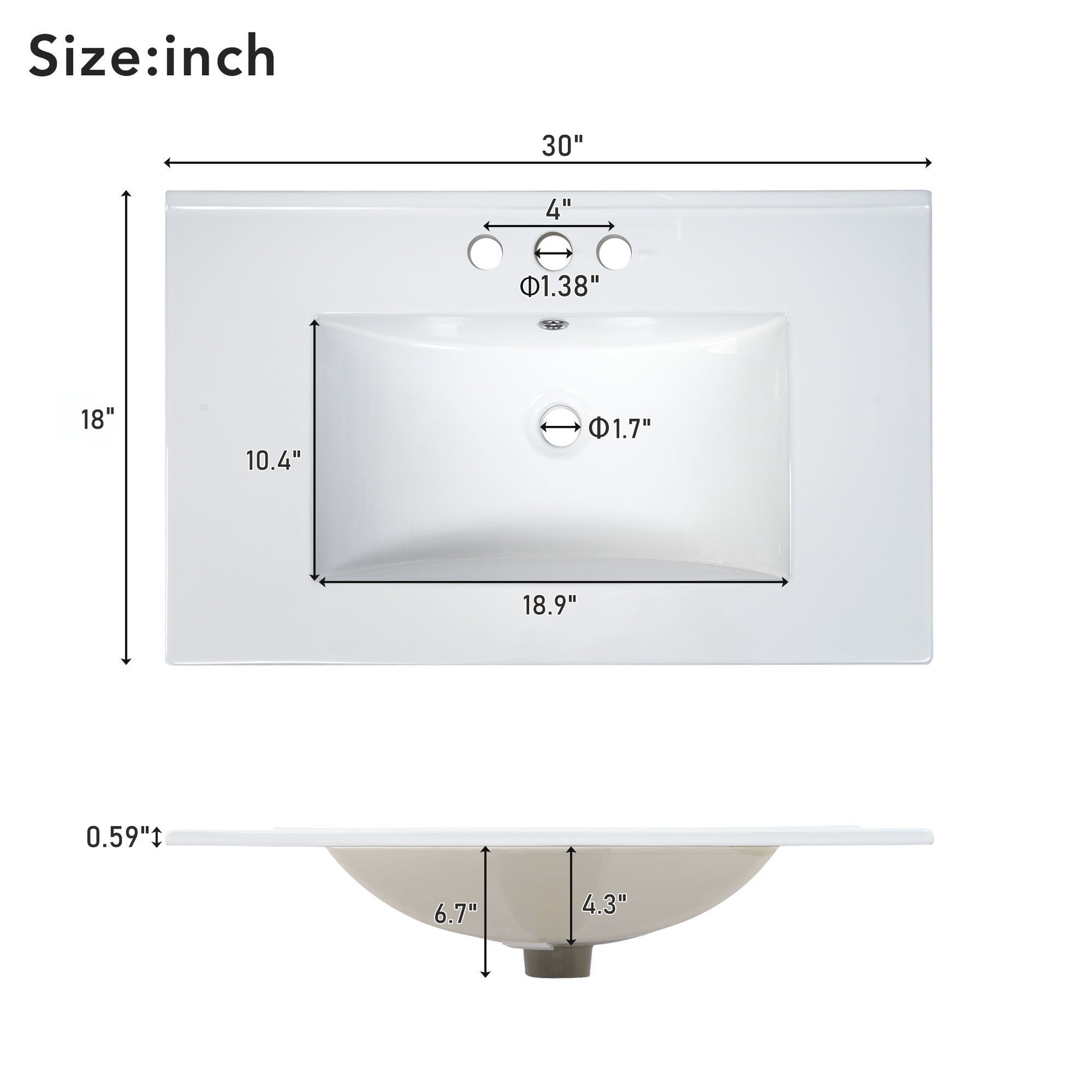 30 Inch White Bathroom Vanity With Ceramic Sink Combo, Abundant Storage Cabinet 2 Soft Close Doors And Double Tier Deep Drawer White Bathroom Mdf
