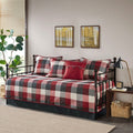 6 Piece Reversible Plaid Daybed Cover Set Red Daybed Red Microfiber