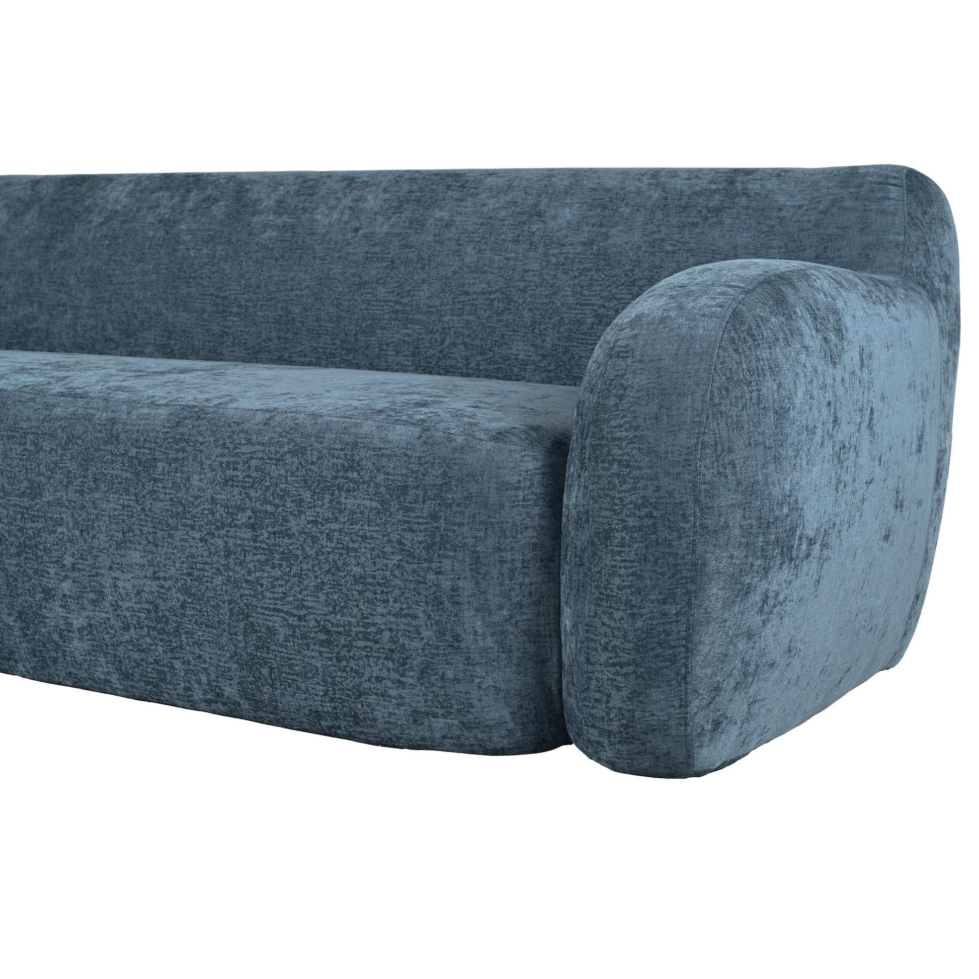 81.5'' Minimalist Curved Upholstered Sofa, 3 Seat Modular Casual Sofa For Living Room, Bedroom, And Apartments Dark Blue Polyester 3 Seat