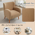 Modern Wingback Lounge Chair Stylish Design, Soft Fabric, Solid Wood Legs, Durable Frame,Brown Camel Boucle