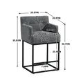 Coolmore Counter Height Bar Stools Set Of 2, Modern Barrel Bar Stool With Backrest And Arms, Black Metal Frames, Upholstered Bar Stools For Kitchen Island, Pub, Club Gray Foam Chenille