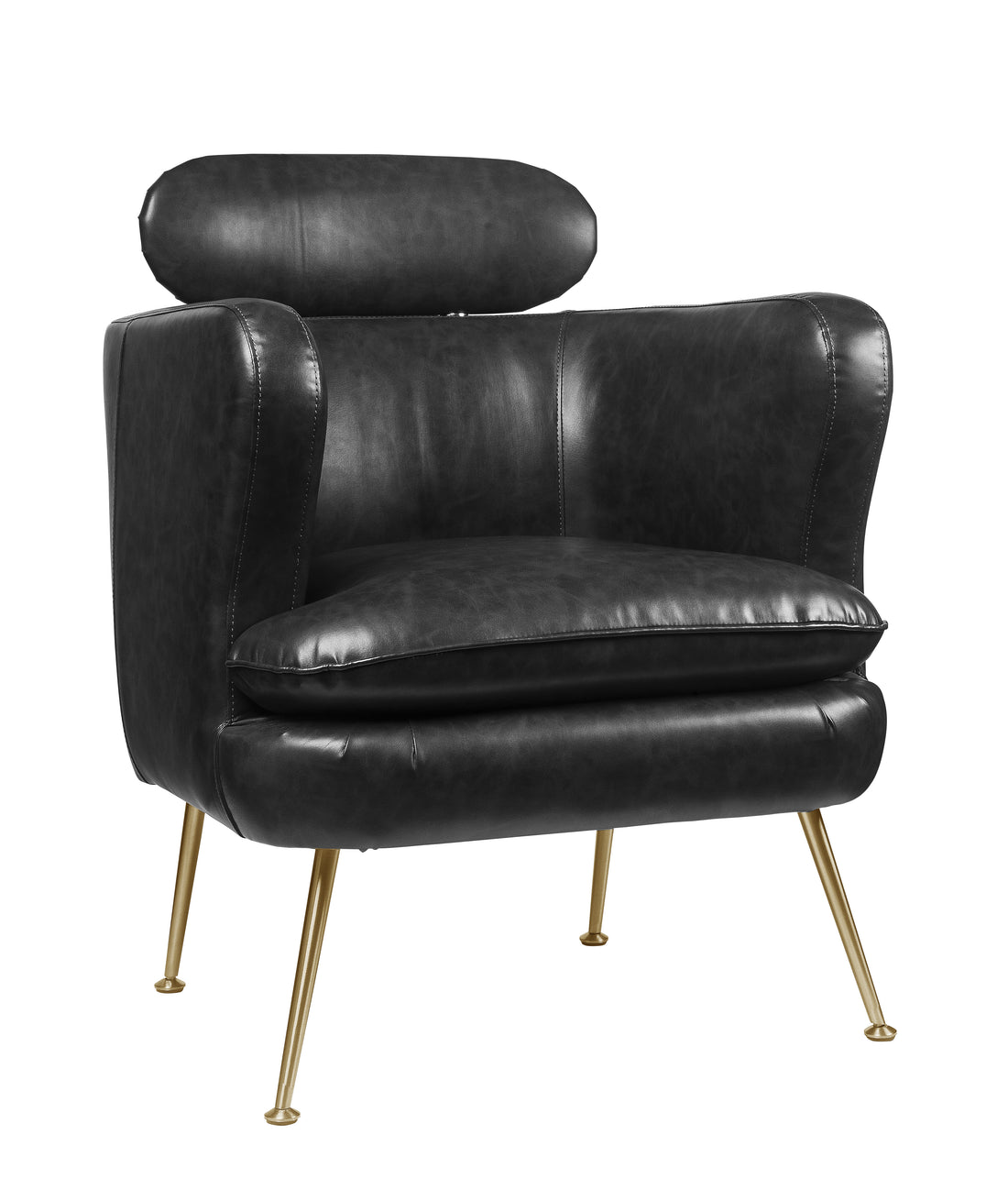 Dark Grey Accent Chair With Metal Leg Dark Grey Primary Living Space Modern Faux Leather