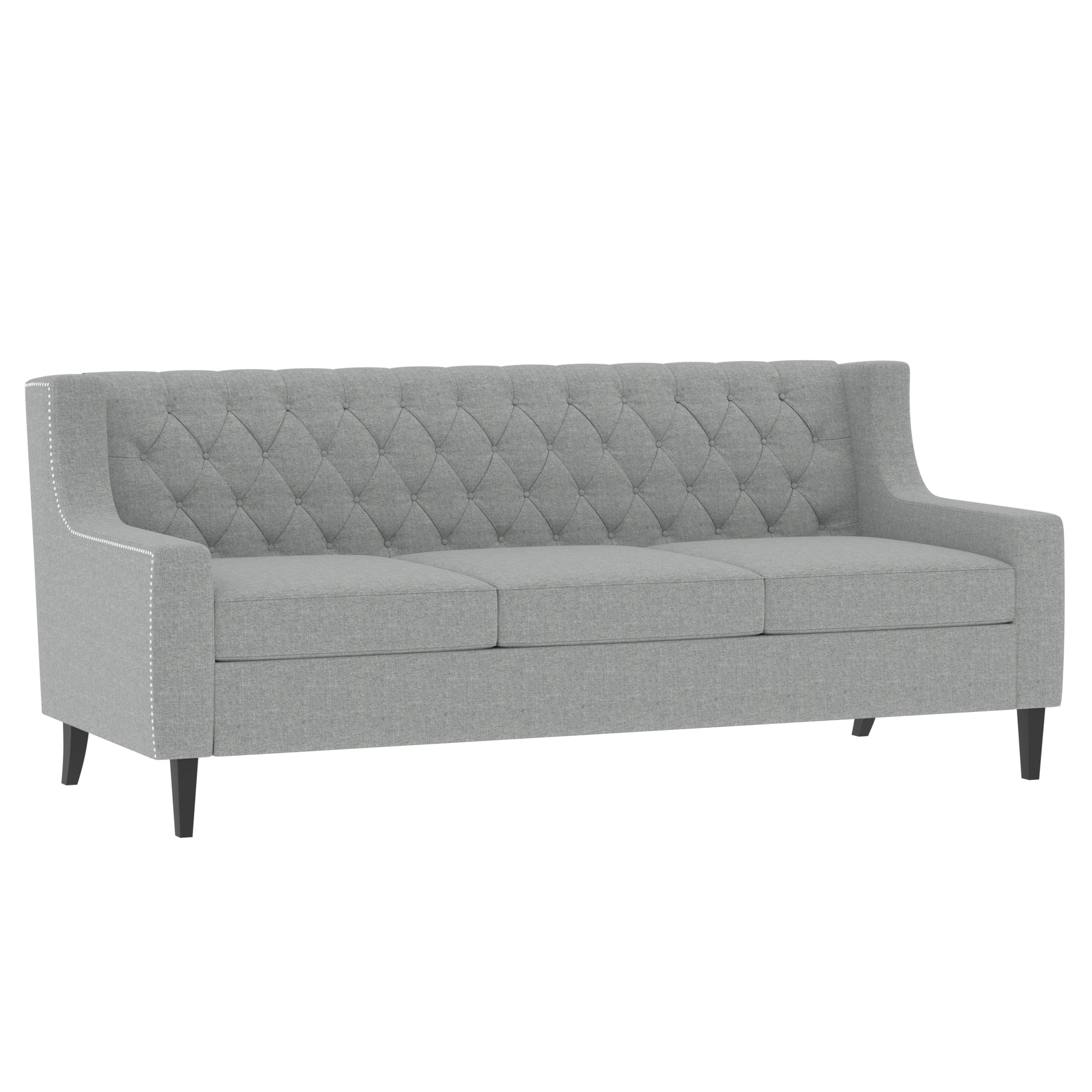 78.75'' 3 Seater Sofa, Button Tufted Backrest With Comfy Cushion, Mid Century Modern Couches For Living Room, Upholstered Comfy Sofa Couch For Bedroom, Apartment Grey Polyester 3 Seat