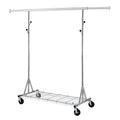 Clothes Rack Heavy Duty Clothing Rack 600Lbs Rolling Clothes Racks For Hanging Clothes, Commercial Garment Rack Heavy Duty Clothes Rack Collapsible Portable Clothing Rack With Wheels Silver Bedroom Iron