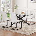 Table And Chair Set.Modern Rectangular Glass Dining Table With 0.39