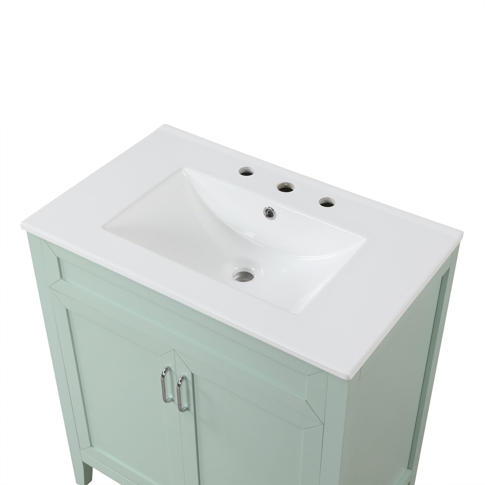 30" Bathroom Vanity With Sink, Multi Functional Bathroom Cabinet With Doors And Drawers, Solid Frame And Mdf Board, Green Green Solid Wood Mdf