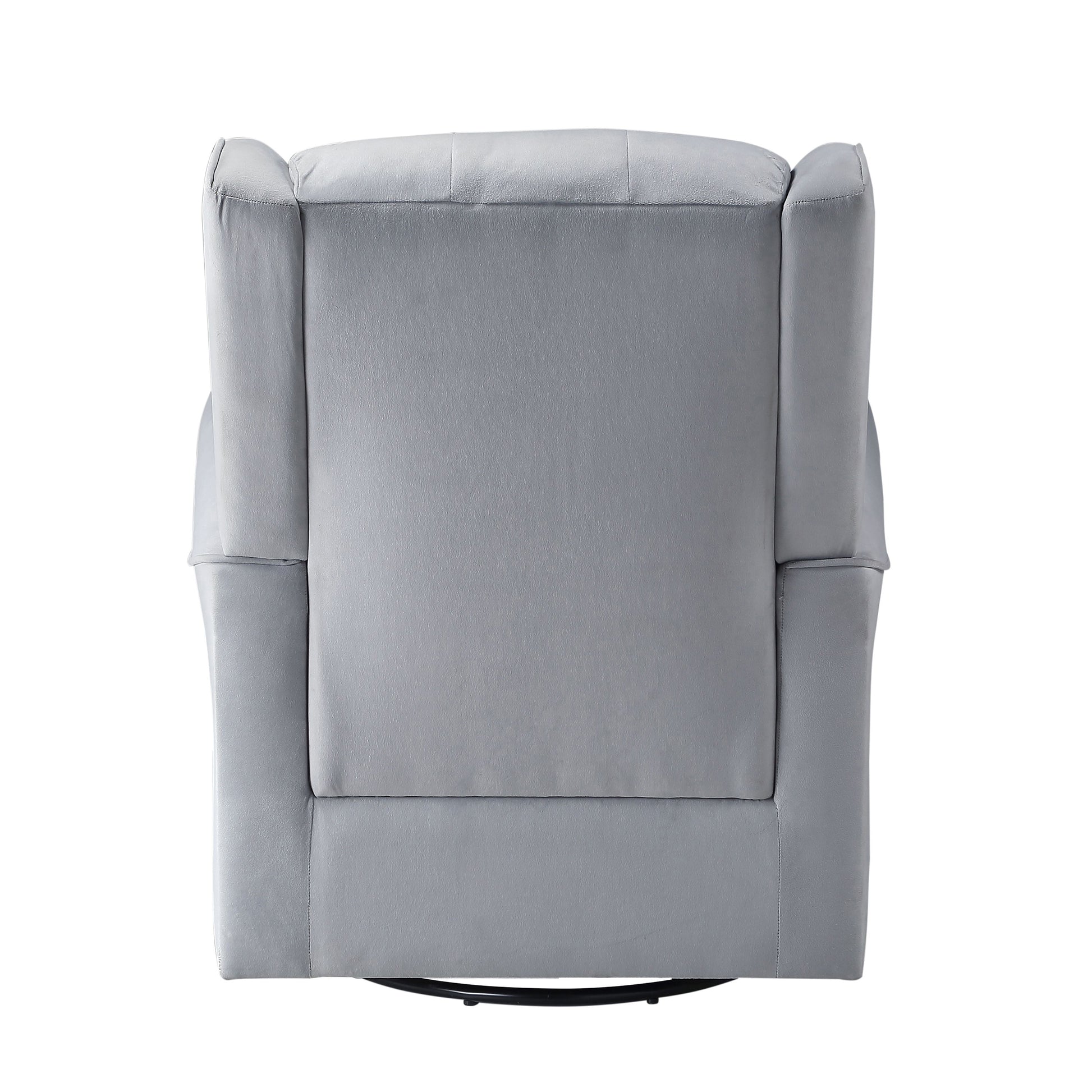 Grey Swivel Chair With Glider Grey Gray Primary Living Space Transitional Pine Wood Fabric