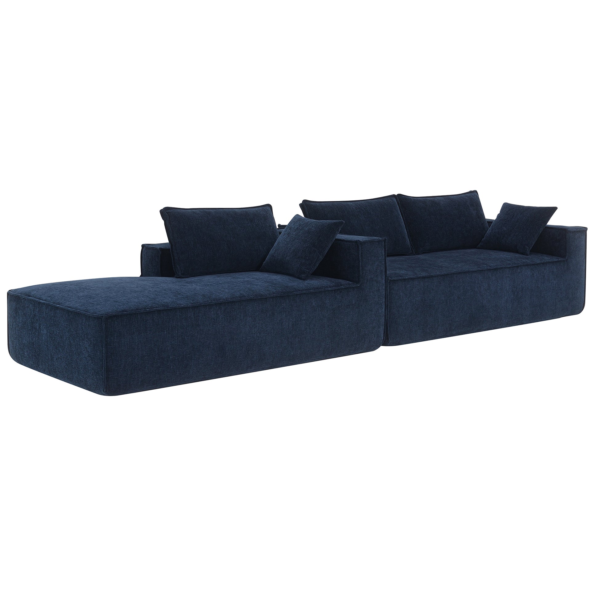 111.5*72"Minimalist Style Modular Sectional Sofa,Wrinkle Resistant Chenille Couch Set,L Shaped Sleeper Sofa Bed For Living Room,2 Pic Free Combination,No Assembly Require,3 Colors Dark Blue Chenille 4 Seat