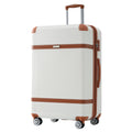 Hardshell Luggage Sets 3 Piece Double Spinner 8 Wheels Suitcase With Tsa Lock Lightweight 20''24''28'' White Abs