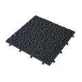 12 X 12 Inch Black Interlocking Deck Tiles Plastic Waterproof Outdoor All Weather Anti Slip Bathroom Shower Balcony Porch Strong Weight Capacity Upto 440 Lbs, Pebble Stone Pattern Pack Of 24 Black American Design,American Traditional Plastic