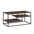 Contemporary Two Tone Metal Coffee Table Dark Walnut Dark Brown Mdf Mdf