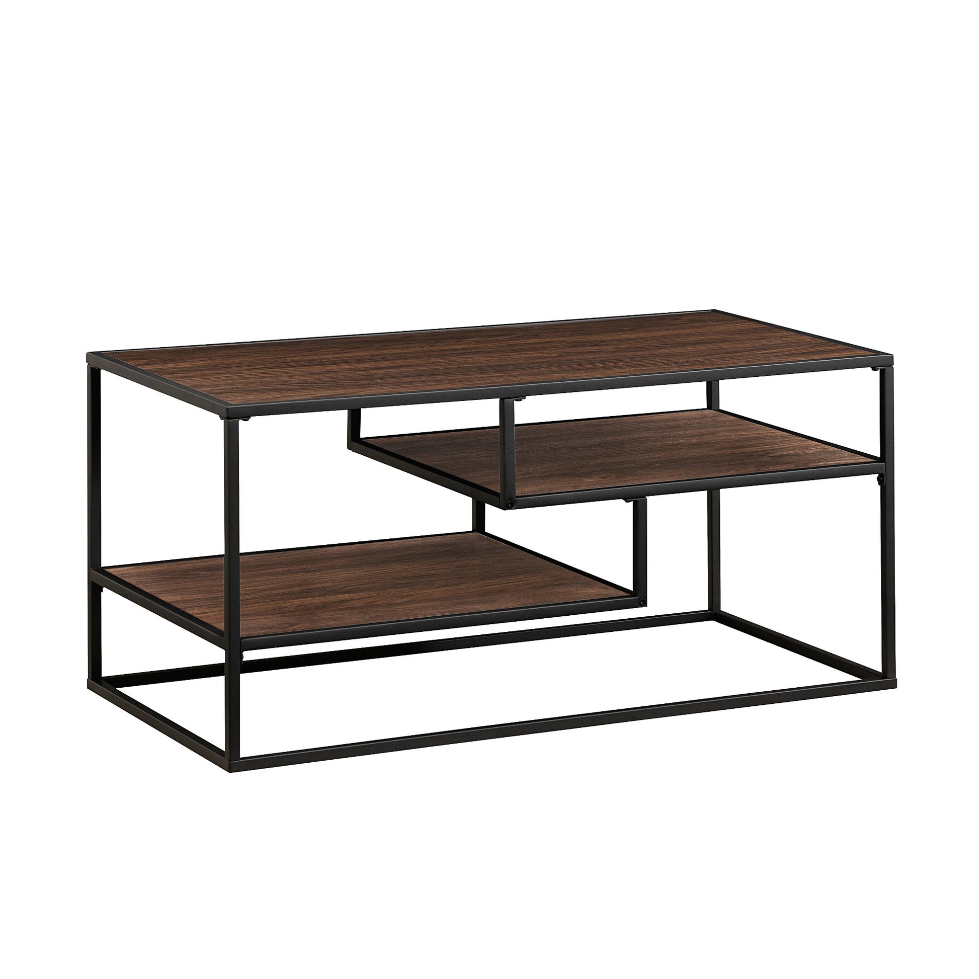 Contemporary Two Tone Metal Coffee Table Dark Walnut Dark Brown Mdf Mdf