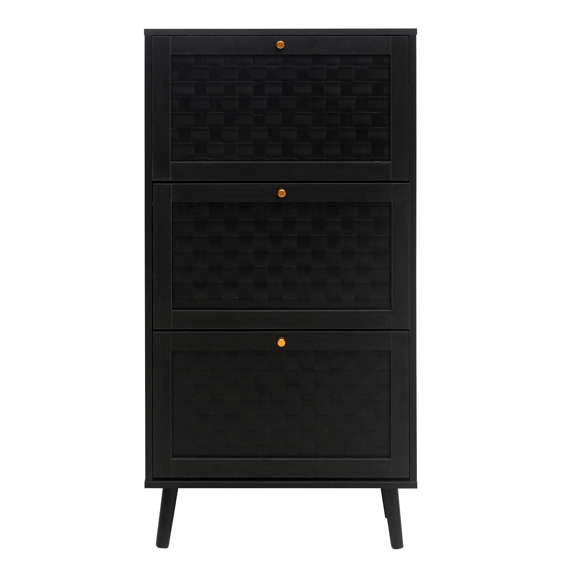 3 Door Shoe Rack, Freestanding Modern Shoe Storage Cabinet, For Entryway Black Mdf