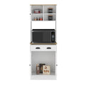 Microwave Storage Stand With 3 Doors And Drawer Arlington, White Macadamia Finish White Particle Board