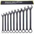 Metric Jumbo Combination Wrench Set Extra Large,10 Pc Metric Black Oxide Jumbo Combo Wrench Set 34 50Mm With Pouch Black Carbon Steel