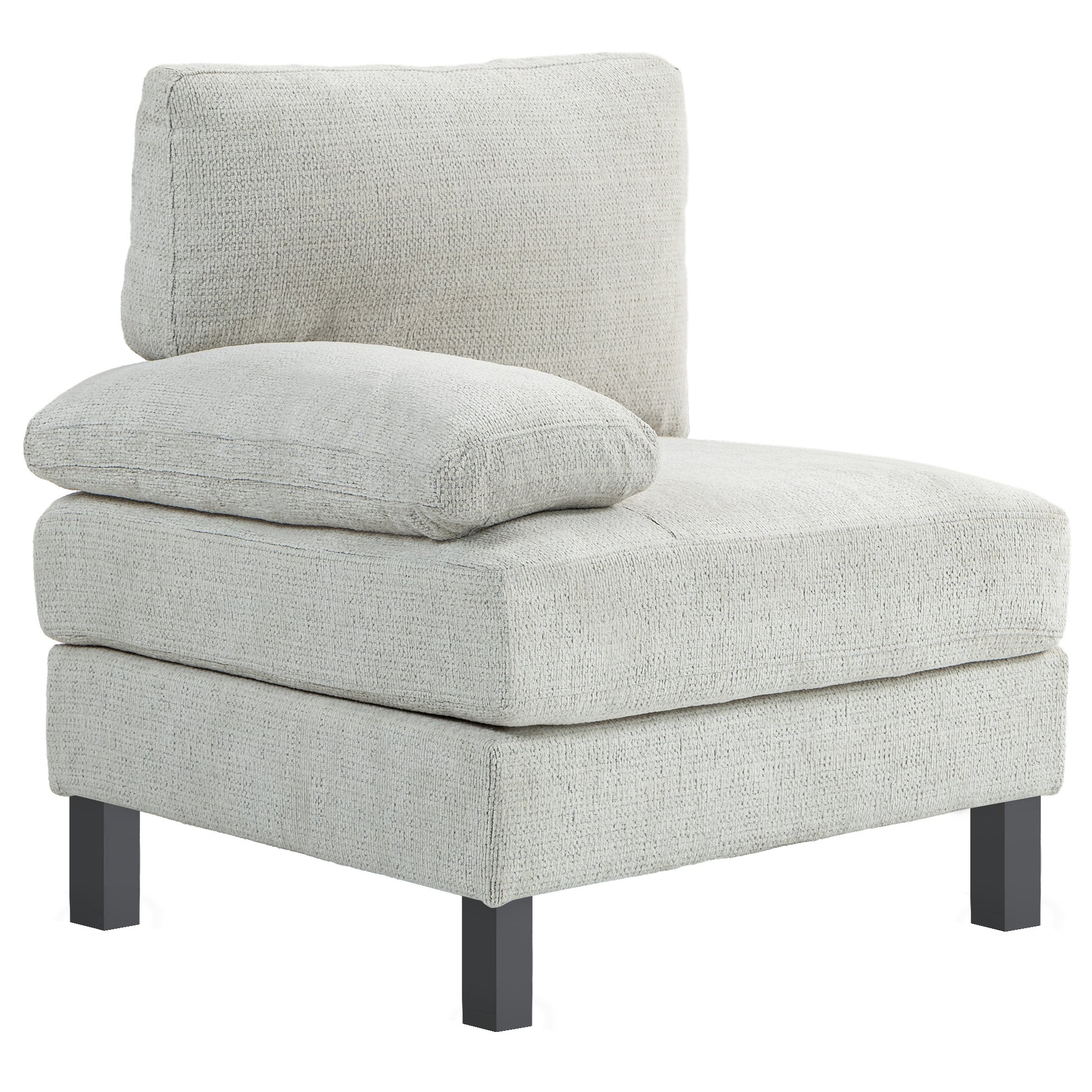 Homcom Module For Modular Sectional Sofa, Left Facing Armchair With Wood Legs And Pocket Spring For Living Room, Bedroom, Cream White Cream White Polyester 1 Seat