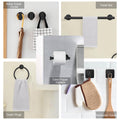 9 Pieces Bathroom Hardware Accessories Set Towel Bar Set Wall Mounted Matte Black Stainless Steel