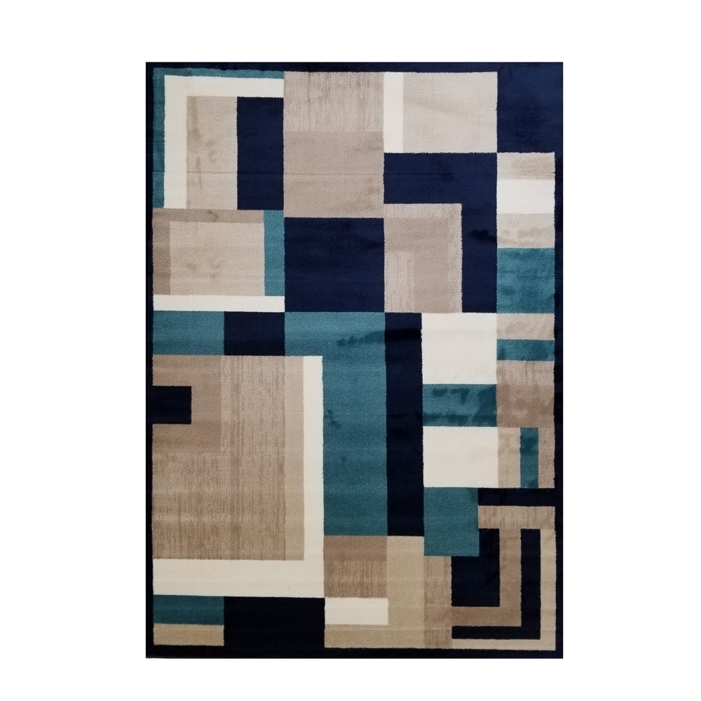 Jersey Area Rugs, Carpets For Livingroom, 7X10 Area Rugs ,3007 Blue Rectangle 8&10 Blue Contemporary Abstract Polypropylene