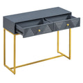 Modern Sleek Console Table Two Drawers With Stripe Design For Living Room And Entryway Grey Grey Mdf