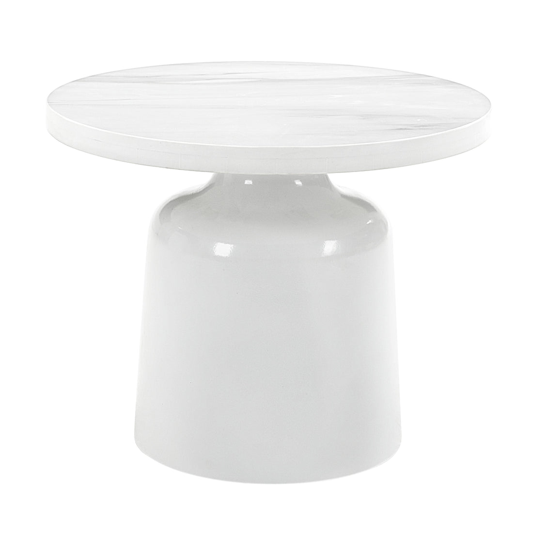 Zaid End Table, Engineering Marble & White High Gloss Finish Lv04226 White Wood