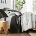 7 Piece Stripe Comforter And Quilt Set Full Queen Multicolor Polyester