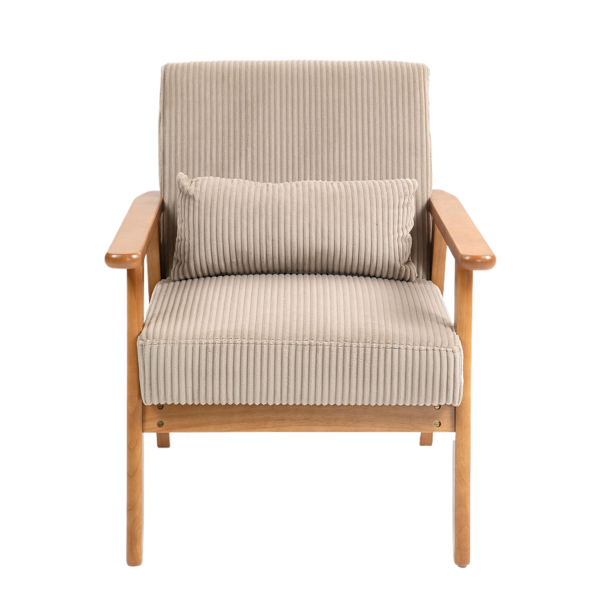 Leisure Chair With Solid Wood Armrest And Feet, Leisure Chair, Wood Frame, Velvet, Solid Rubber Wood Legs, Mid Century Modern Accent Chair, For Living Room Bedroom Studio Chair,Two Packs Camel Corduroy