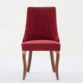 Rayon Cloth Flocking Linen Dining Chairs Channel Kitchen Dinner Chair Comfy Fabric Upholstered Accent Chair For Dining Room With Curved Solid Wood Legs,Set Of 2 Wine Red , Sw1847Wr Wine Red Light