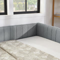 Full Size Daybed With Trundle Upholstered Sofa Bed, With Vertical Stripes, Linen Fabric, Grey 82.5