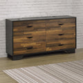 Walnut And Black 6 Drawer Dresser Walnut Black Bedroom Modern Particle Board