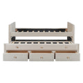 Twin Size Upholstered Daybed With Twin Size Trundle And Drawers, Velvet, Beige Box Spring Not Required Twin Beige Velvet
