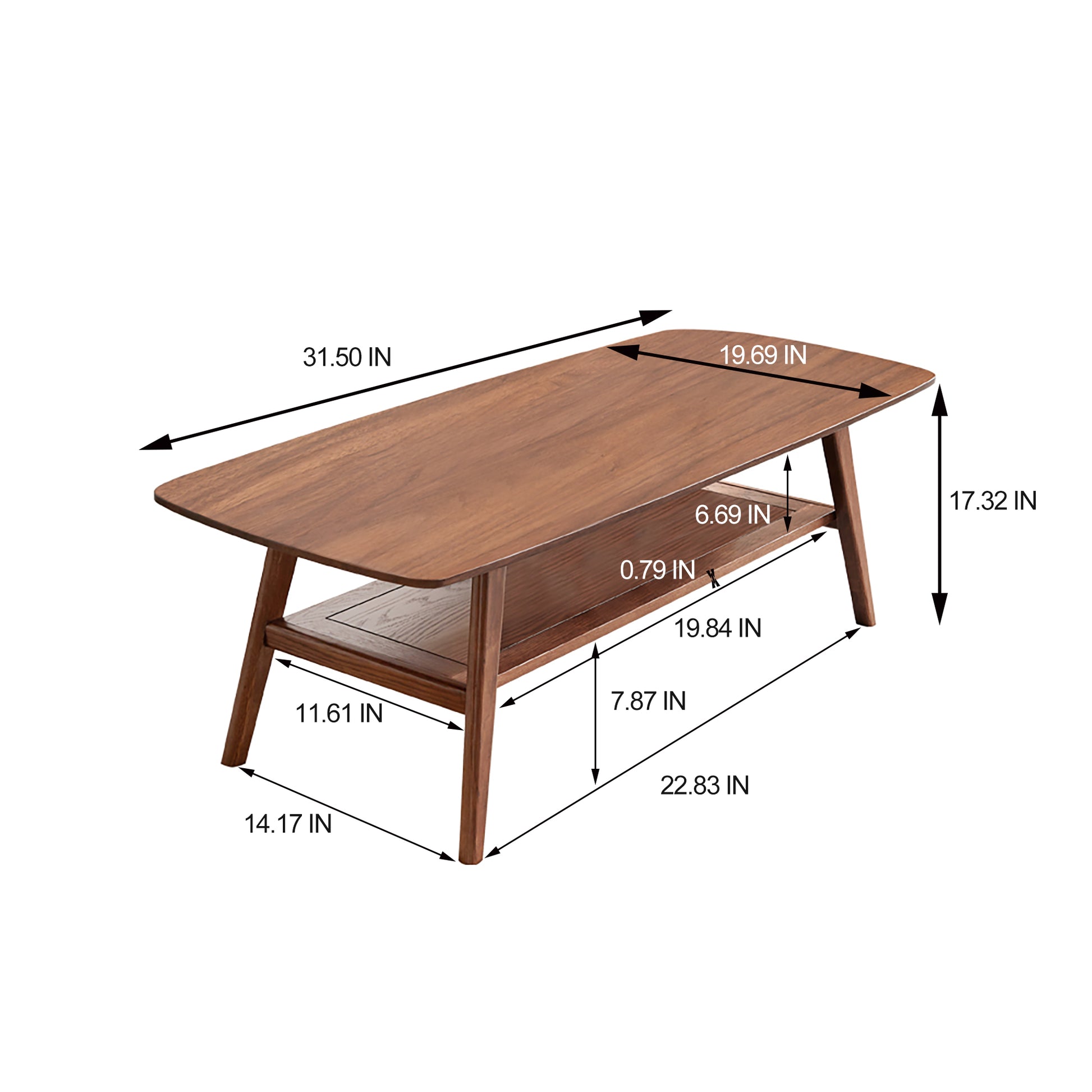 Center Table Low Table 100% Solid Oak Wood Top Plate Desk Coffee Table Width 80 X Depth 50 X Height 44 Cm Study Desk Work From Home Easy To Assemble Walnut Color Wood With Storage Shelf Oak Brown