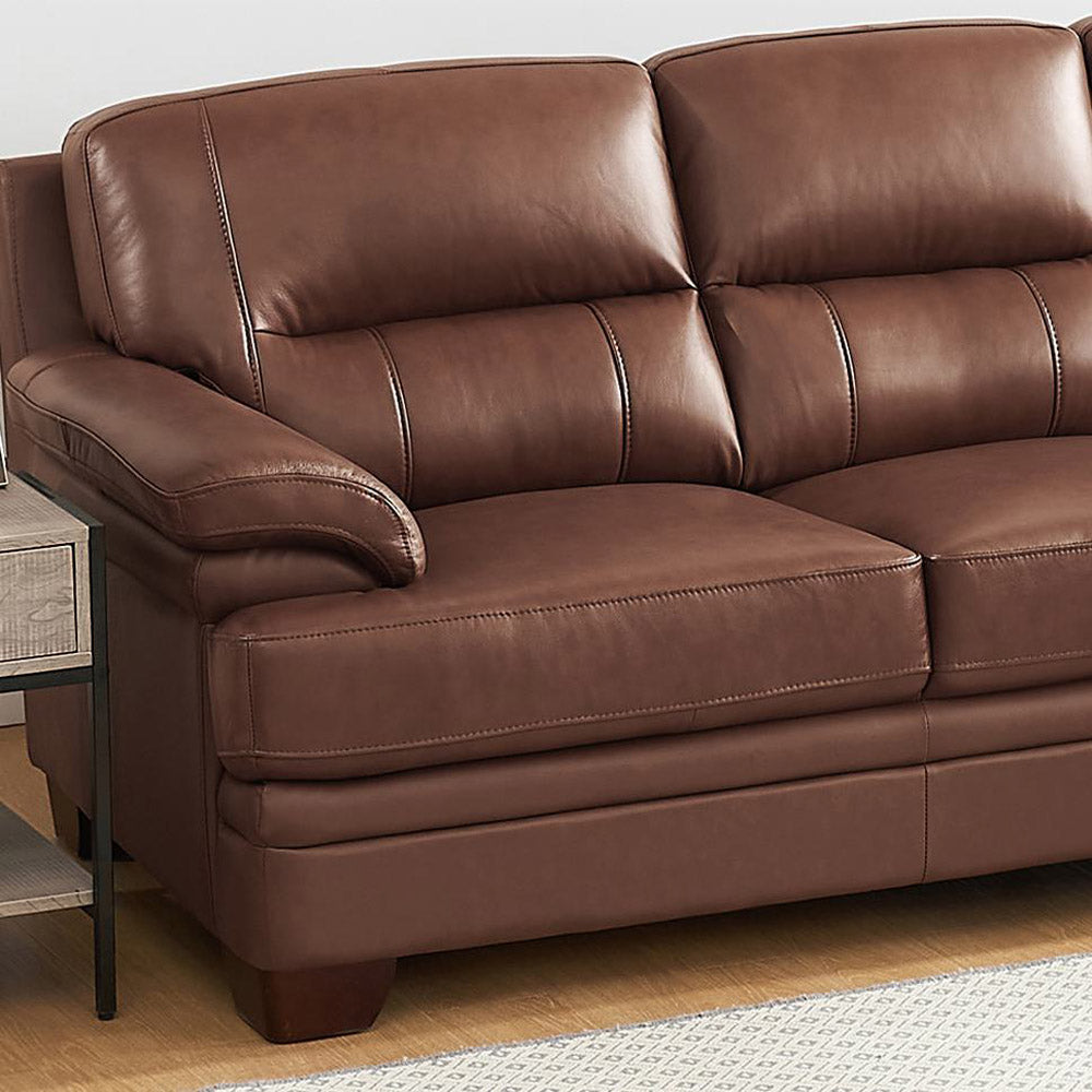 Luxor Leather Sofa Pecan Memory Foam Genuine Leather 3 Seat